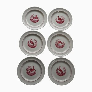 Red Pheasant Dinner Plates from Copeland Spode, Set of 6