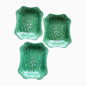 Green Majolica Foxglove Dishes from Wedgwood, Set of 3