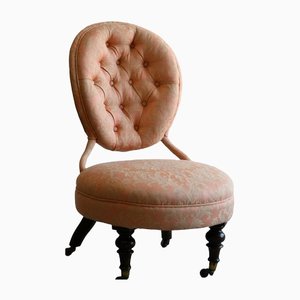 Chaise de Chambre Victorienne en Tissu d'Ameublement Rose