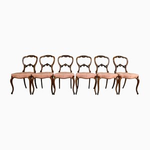 Antique Walnut Dining Chairs, Set of 6