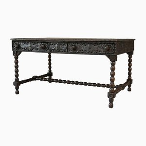 Late 19th Century Anglo Indian Carved Padouk Library Table