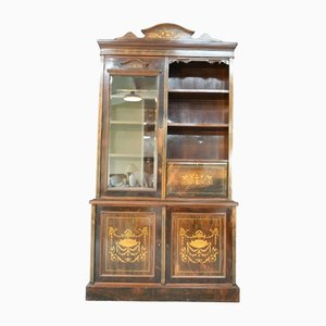 Edwardianisches Bücherregal aus Palisander mit Intarsien