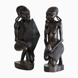 Große geschnitzte Tribal Figuren, 2er Set