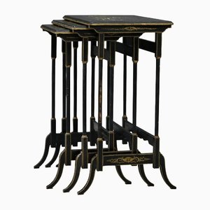 Black Lacquer Nesting Tables, Set of 3