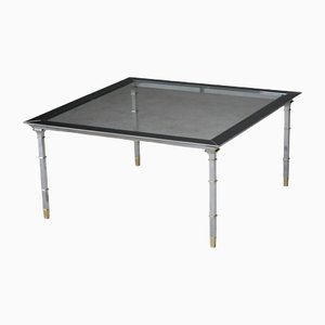 Mesa de centro estilo italiano de cromo y latón