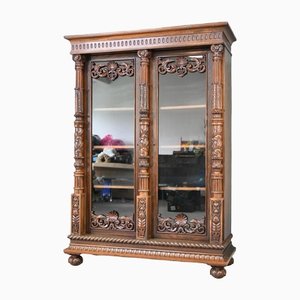 Anglo Indian Carved Rosewood Glazed Cabinet