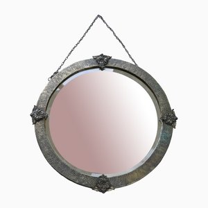 Round White Metal Mirror