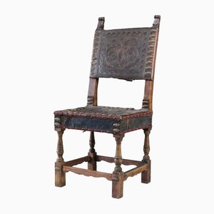 Portugese Walnut & Leather Chair