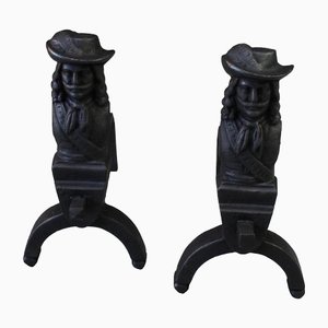 Cast Iron Fire Dogs, Set of 2