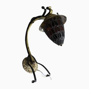 Antike Jugendstil Buntglas Wandlampe