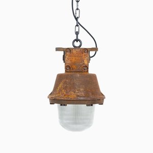 Rusted Explosionproof Industrial Pendant Light from Holophane, 1950s