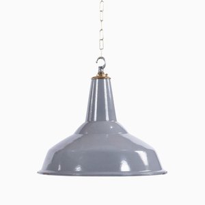 Grande Lampe Industrielle en Émail Gris de Benjamin Electric