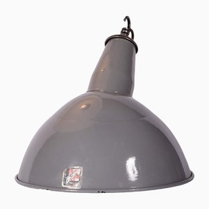 Industrial Angled Enamel Factory Light from Benjamin Electric, 1920s