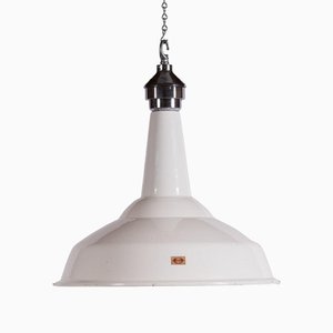 Lampe d'Usine Industrielle en Émail Blanc de Benjamin Electric