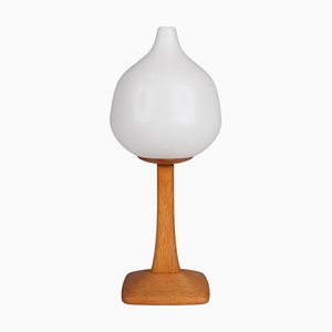 Oak and Opal Glass Table Lamp from Luxus, Sweden, 1970s