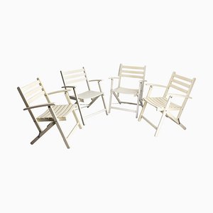 Wood Garden and Patio Chairs attributed to Dejou, 1960s, Set of 4