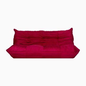 Red Fabric Togo Three-Seater Sofa by Michel Ducaroy for Ligne Roset