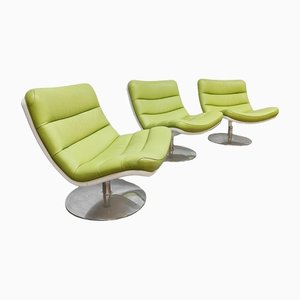Vintage Dutch Green Spirit Swivel Chairs & Coffee Table by Geoffrey Harcourt for Artifort, 1980s, Set of 4