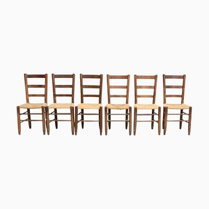 Holz und Rattan N.19 Stühle von Charlotte Perriand, 1950er, 6er Set