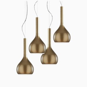 Suspension Lamps Lys Satin Gold Glazed by Angeletti E Ruzza for Oluce, Set of 4