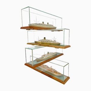 Ship Models in Display of the Holland America Line by Richard Wagner, 1950s, Set of 4