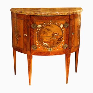 Antique French Louis XVI Demilune Marquetry Chest of Drawers from Tondeur