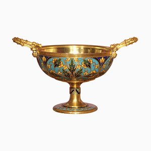 Französische Tazza Tasse aus vergoldeter Bronze & Cloisonnè Emaille, 19. Jh. Von F. Barbedienne