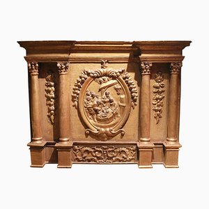 17th Century Italian Giltwood Altarpiece Sculpture Hand Carved in High Relief