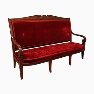 18th Century French Hand Carved Mahogany Upholstered Sofa in the style of George Jacob