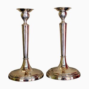 Early 19th Century Italian Empire Silver Candlesticks, Rome, 1811, Set of 2