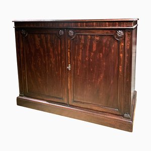 19th Century Italian Empire Mahogany Commode 2-Doors Cabinet