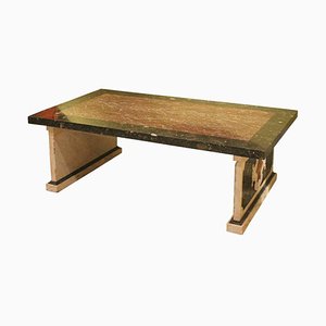 Mesa de centro o de cóctel italiana rectangular de mármol policromado, siglo XX