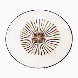 Lino Tagliapietra, Multicolored Murano Glass Round Disk Plate Sculpture, 1983