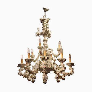 19th Century Italian 2-Tier Capodimonte Porcelain Chandelier with Roses