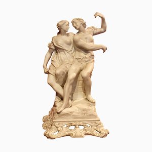 Spätes 19. Jh. Männliche und weibliche Figuren aus weißem Porzellan von Capodimonte, 1890er