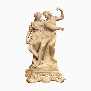 Weißes Porzellan Gruppe von männlichen und weiblichen Figuren, Ende 19. Jh. von Capodimonte, 1890er