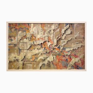 Andrea Spinelli, Italienischer Abstrakter Urbaner Expressionist, 20. Jh., Acryl & Leinwand