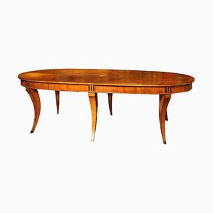 Italienischer Ovaler Esstisch aus Kirschholz & Ebenholz im Empire Stil, 19. Jh
