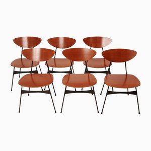 Set of Six Italian Plywood Chairs, 1960, Set of 6