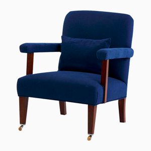 Club Chair in Navy Cotton by Ada Interiors