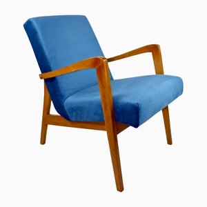 Vintage Polish Easy Chair in Ocean Blue, 1970s