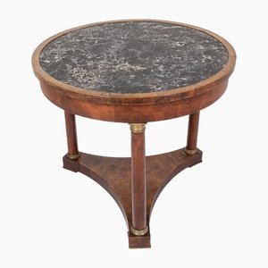 French Walnut Guéridon with Marble Top, 19th Century