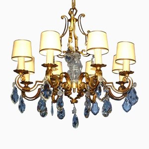 Mazarin Chandelier in Gilded Bronze and Crystal, 1940s