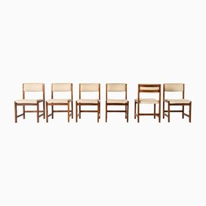 Dutch Teak & Fabric Chairs in the style of Pastoe, 1960s, Set of 6