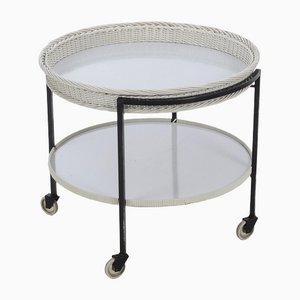 Round Trolley in Rattan & Formica