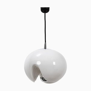 Wave Hanging Lamp in White Glass from Peill & Putzler