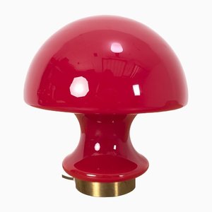 Red Glass Mushroom Table Lamp