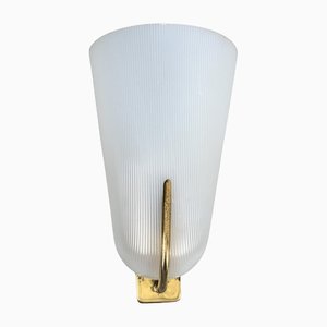 Wall Light with Plastic Shade and Brass Fixture, 1950s