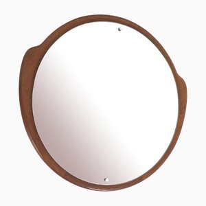 English Round Mirror with Wooden Frame