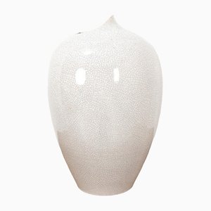 Vintage White Cracked Glaze Vase